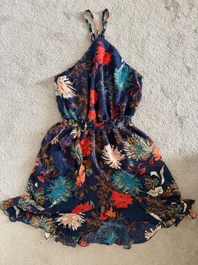 Navy Floral Halter dress
